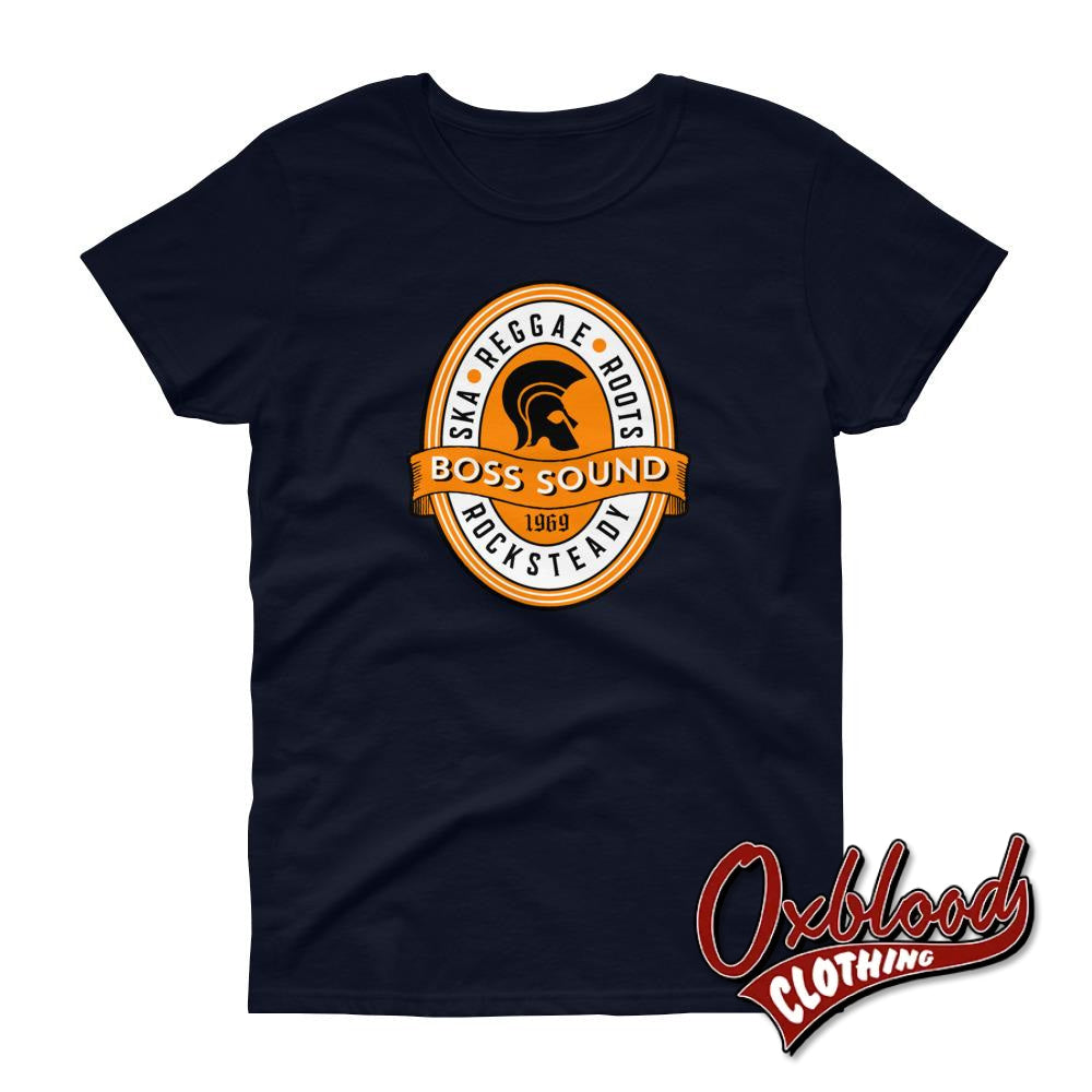 Womens Boss Sound Loose Crew Neck T-Shirt - Ska Reggae Roots And Rocksteady Navy / S