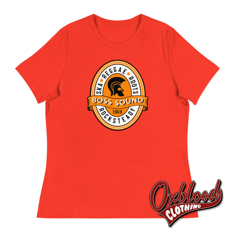 Womens Boss Sound Loose Crew Neck T-Shirt - Ska Reggae Roots And Rocksteady Poppy / S