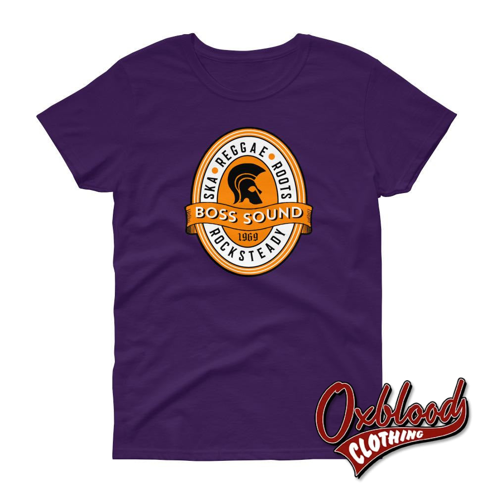 Womens Boss Sound Loose Crew Neck T-Shirt - Ska Reggae Roots And Rocksteady Purple / S
