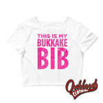 Load image into Gallery viewer, Womens Cum Ddlg Abdl Bdsm: This Is My Bukkake Bib Crop Tee White / Xs/sm
