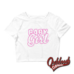 Load image into Gallery viewer, Womens Daddys Baby Girl Crop Tee | Ddlg Abdl Bdsm Kinky Gift White / Xs/sm
