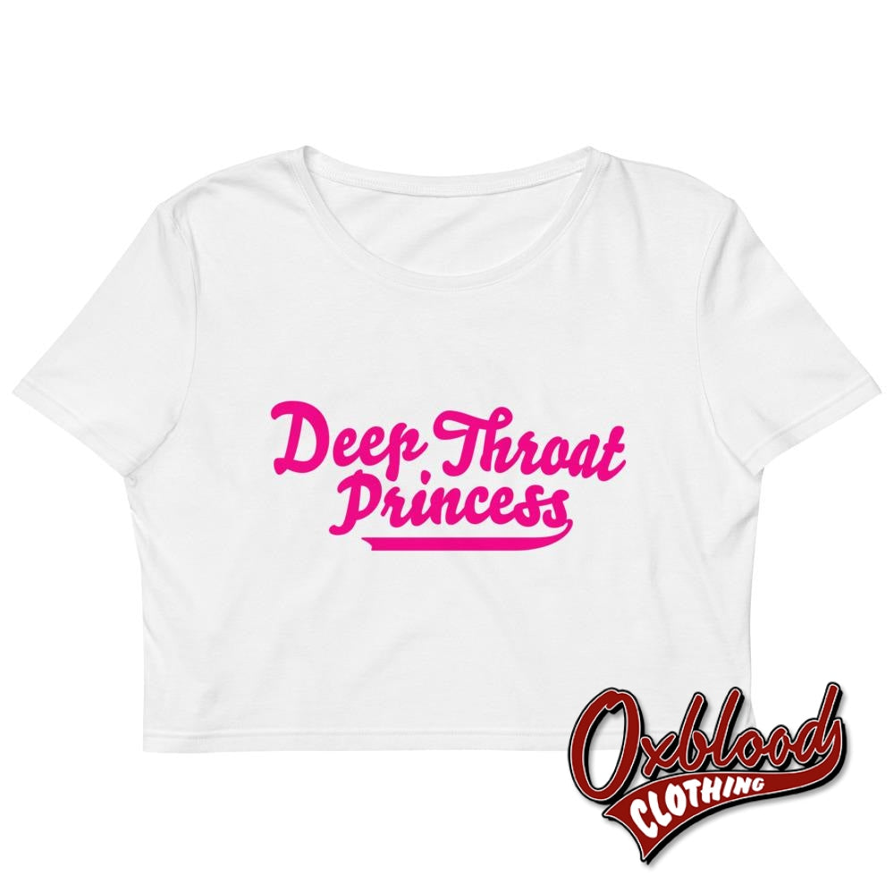Womens Deepthroat Princess Shirt - Oral Queen / Cum Dumpster Crop Tee White Xs