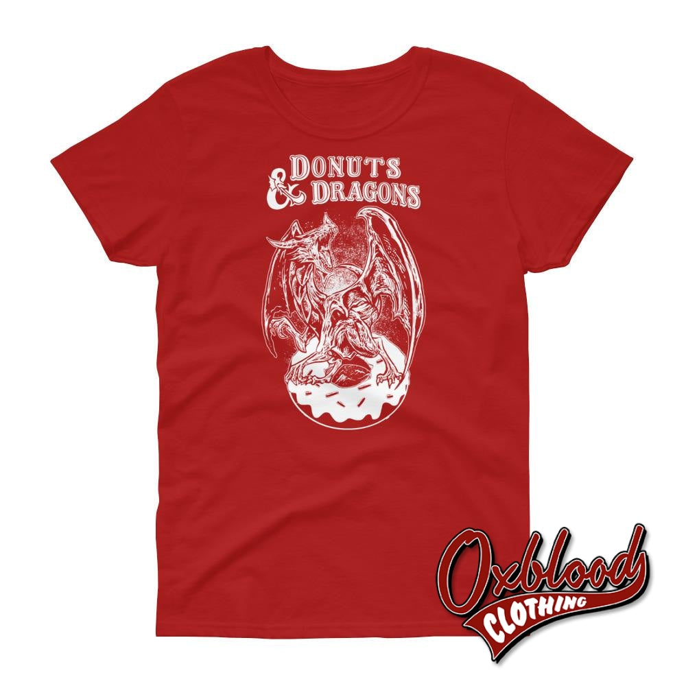 Womens Donuts And Dragons T-Shirt - Dnd Shirt D Tee D&d Tshirt Red / S