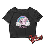 Cargar imagen en el visor de la galería, Womens Hail Satan Crop Tee - Baphomet Cute Death Metal Rainbow T-Shirt Black / Xs/sm
