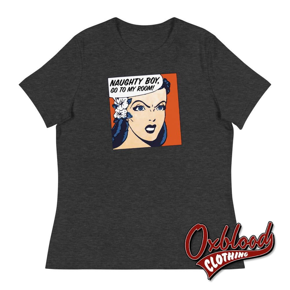 Womens Naughty Boy Mistress T-Shirt | Dominatrix Bdsm Mdlb Tee Dark Grey Heather / S