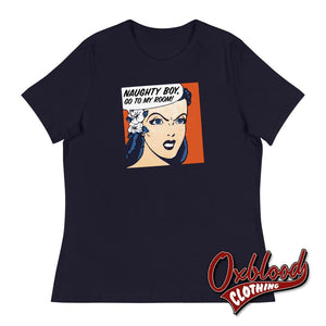 Womens Naughty Boy Mistress T-Shirt | Dominatrix Bdsm Mdlb Tee Navy / S
