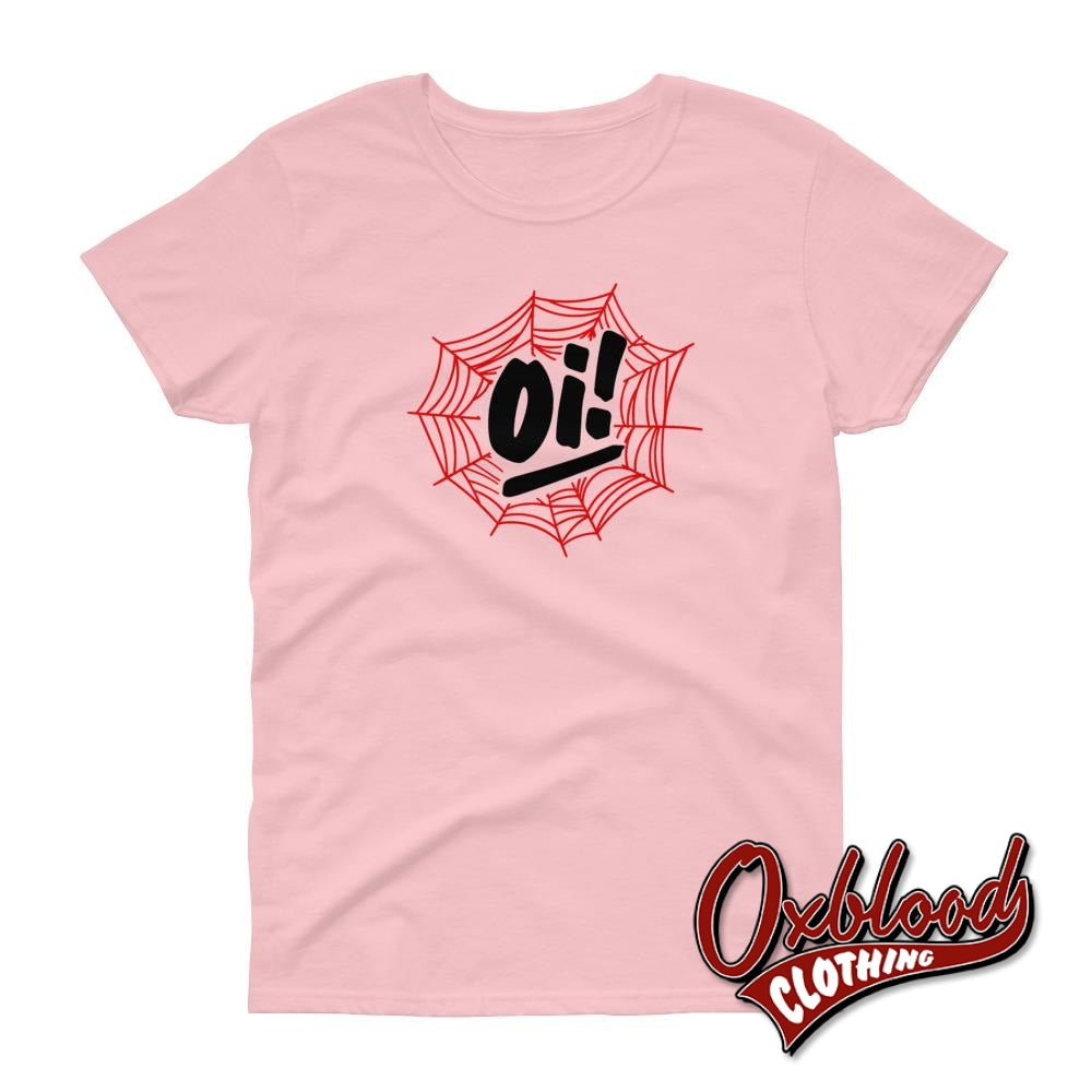Womens Oi! Streetpunk Spiderweb T-Shirt - Punk Gothic Aesthetic Light Pink / S