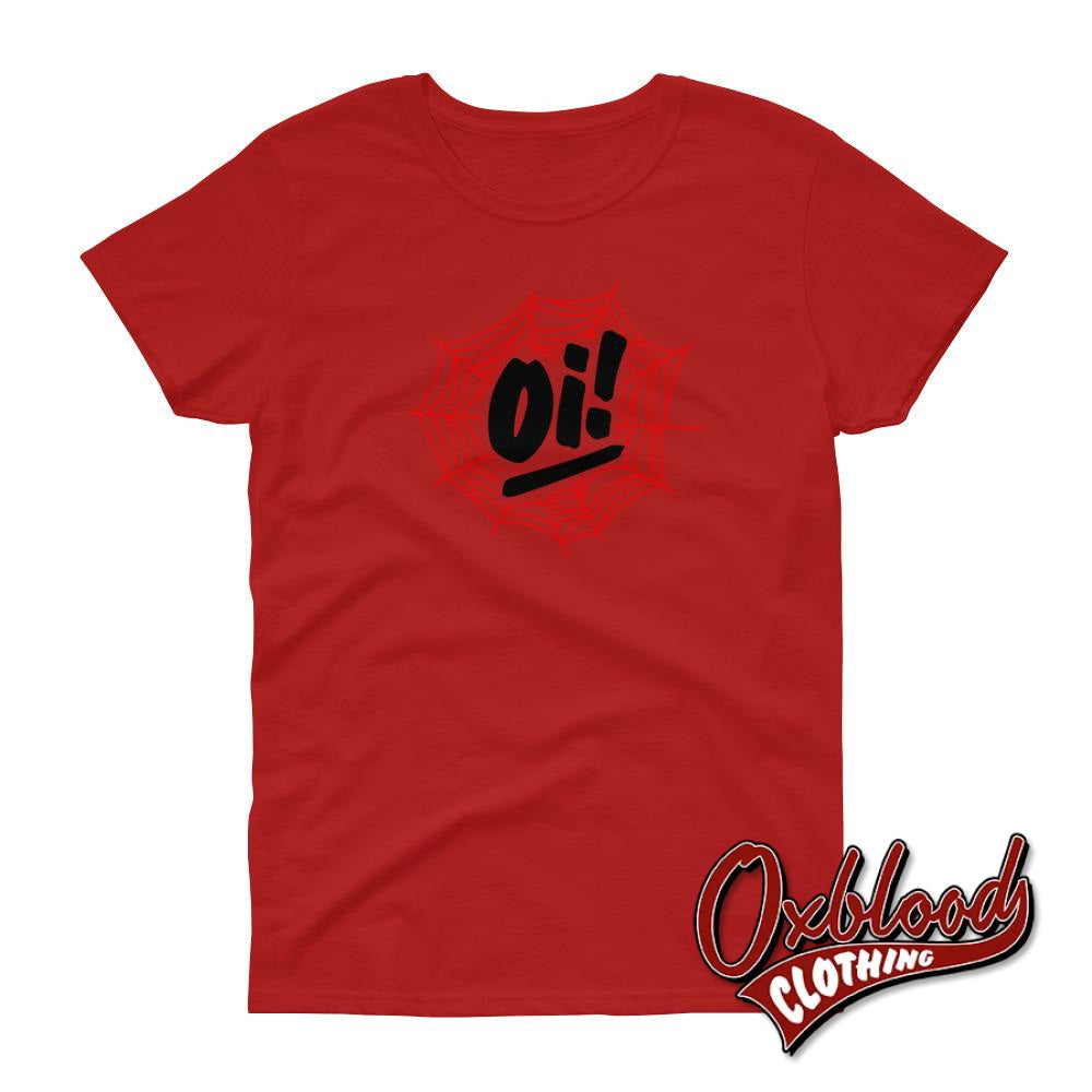 Womens Oi! Streetpunk Spiderweb T-Shirt - Punk Gothic Aesthetic Red / S