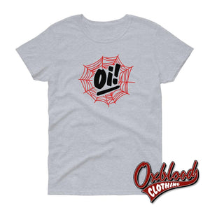 Womens Oi! Streetpunk Spiderweb T-Shirt - Punk Gothic Aesthetic Sport Grey / S