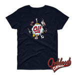 Load image into Gallery viewer, Womens Oi! T-Shirt - Football Fighting Drinking &amp; Boots By Duck Plunkett Navy / S

