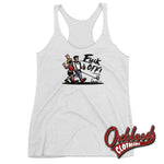 Lade das Bild in den Galerie-Viewer, Womens Punk &amp; Skinhead Dog Racerback Tank - Fuck Off Shirts Heather White / Xs Top

