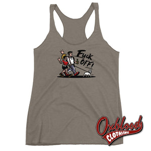 Womens Punk & Skinhead Dog Racerback Tank - Fuck Off Shirts Venetian Grey / Xs Top