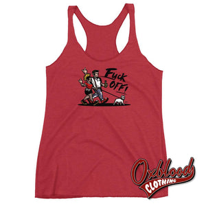 Womens Punk & Skinhead Dog Racerback Tank - Fuck Off Shirts Vintage Red / Xs Top