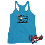 Lade das Bild in den Galerie-Viewer, Womens Punk &amp; Skinhead Dog Racerback Tank - Fuck Off Shirts Vintage Turquoise / Xs Top
