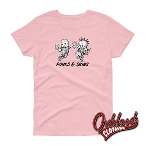 Womens Punks And Skins United Tee - Misstake Tattoo Skinhead Clothes & Punk Rock Light Pink / S