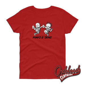 Womens Punks And Skins United Tee - Misstake Tattoo Skinhead Clothes & Punk Rock Red / S