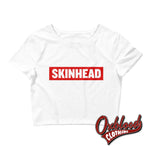 Load image into Gallery viewer, Womens Red Skinhead Crop Tee - White / Xs/Sm
