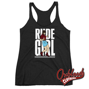 Womens Rude Girl Racerback Tank - Skinhead Ska Reggae Rudegirl 2Tone Vintage Black / Xs Top