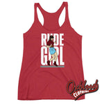 Cargar imagen en el visor de la galería, Womens Rude Girl Racerback Tank - Skinhead Ska Reggae Rudegirl 2Tone Vintage Red / Xs Top
