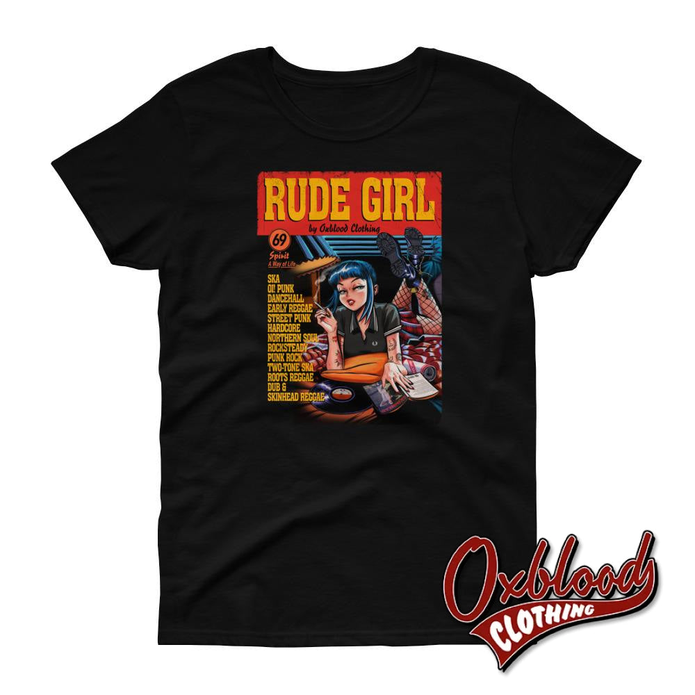 Womens Short Sleeve Rude Girl T-Shirt - Pulp Fiction Parody Black / S