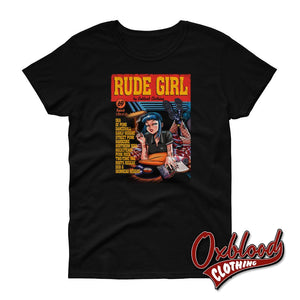 Womens Short Sleeve Rude Girl T-Shirt - Pulp Fiction Parody Black / S