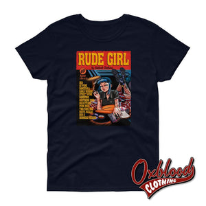 Womens Short Sleeve Rude Girl T-Shirt - Pulp Fiction Parody Navy / S