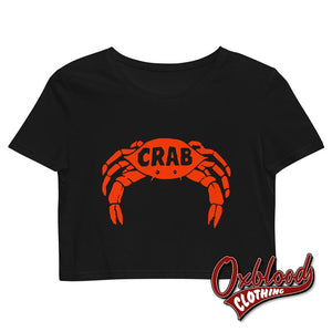 Organic Womens Skinny-Fit Crab Records Crop Top - Trojan Skinbyrd Blue Beat Skinhead Girl Duke Reid