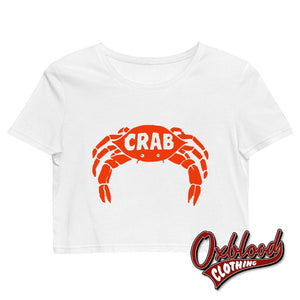 Organic Womens Skinny-Fit Crab Records Crop Top - Trojan Skinbyrd Blue Beat Skinhead Girl Duke Reid
