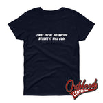 Load image into Gallery viewer, Womens Social Distancing Shirt - Misfit / Introvert T Navy S Shirts
