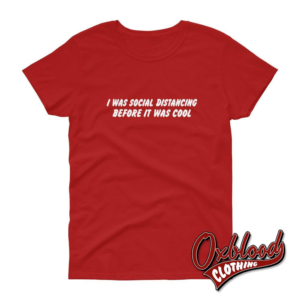 Womens Social Distancing Shirt - Misfit / Introvert T Red S Shirts