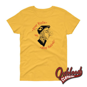 Womens Stay Rude Rebel Skinhead Girl Skinbyrd T-Shirt Ska Punk Daisy / S