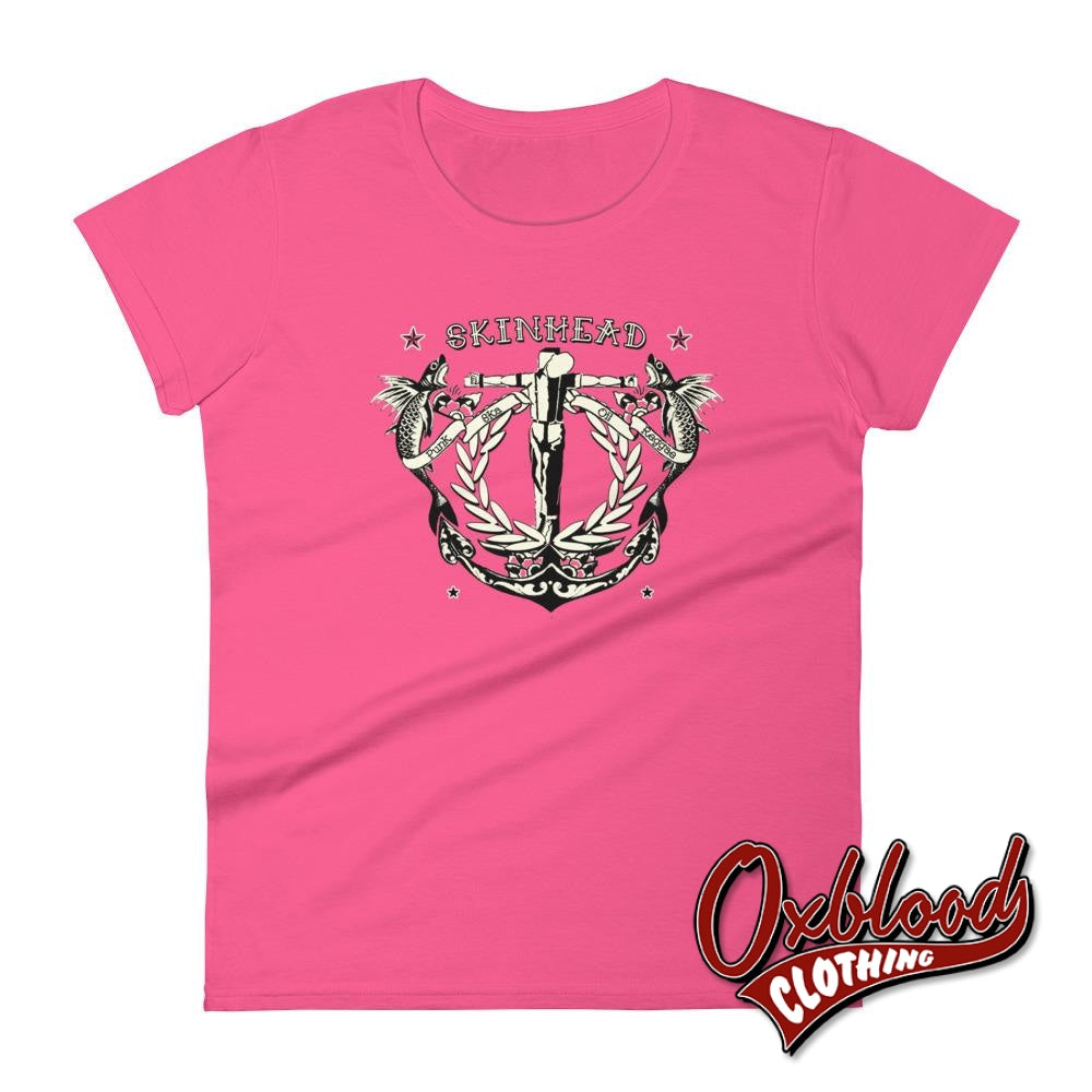 Womens Tattoo Crucified Skinhead T-Shirt - Punk Ska Oi! Reggae Style Clothing Hot Pink / S