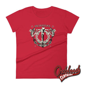 Womens Tattoo Crucified Skinhead T-Shirt - Punk Ska Oi! Reggae Style Clothing Red / S