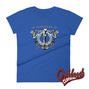 Womens Tattoo Crucified Skinhead T-Shirt - Punk Ska Oi! Reggae Style Clothing Royal Blue / S