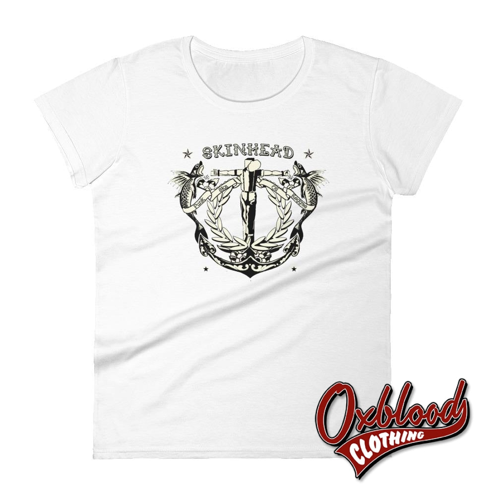 Womens Tattoo Crucified Skinhead T-Shirt - Punk Ska Oi! Reggae Style Clothing White / S