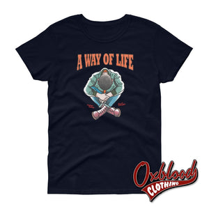 Womens Traditional Skinhead A Way Of Life T-Shirt - Mr Duck Plunkett Navy / S
