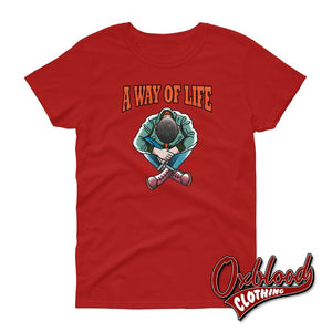 Womens Traditional Skinhead A Way Of Life T-Shirt - Mr Duck Plunkett Red / S