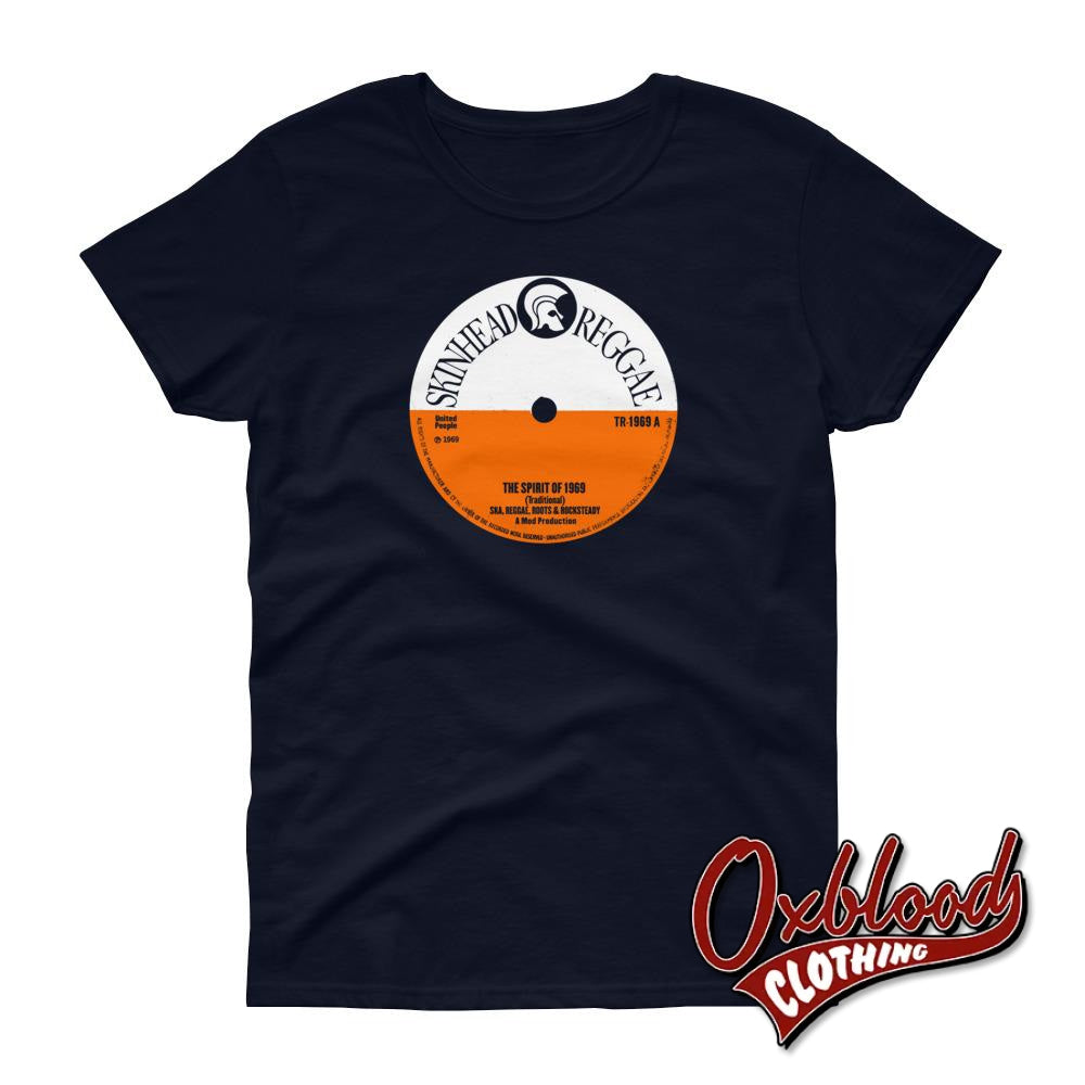 Womens Traditional Skinhead Reggae T-Shirt - Trojan Boss 1969 Ska Roots & Rocksteady Navy / S