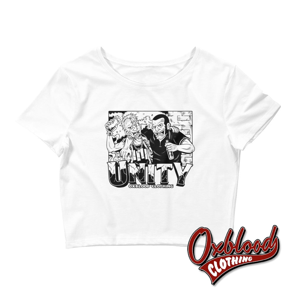 Womens Unity Crop Top - Shirt Street Punk Cropped T-Shirt The Vigilante White / Xs/Sm