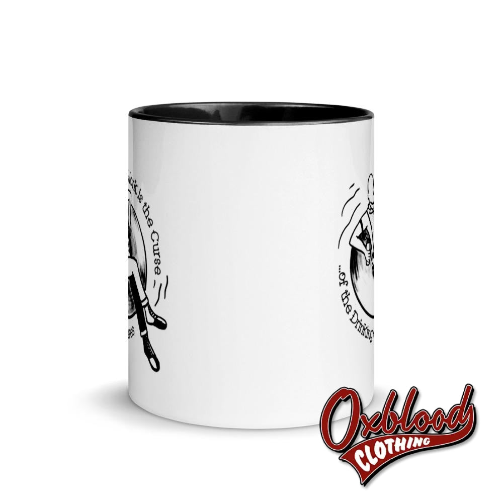 Work Is The Curse Of Drinking Classes Mug With Black Inside - Lazy Crucified Skinhead