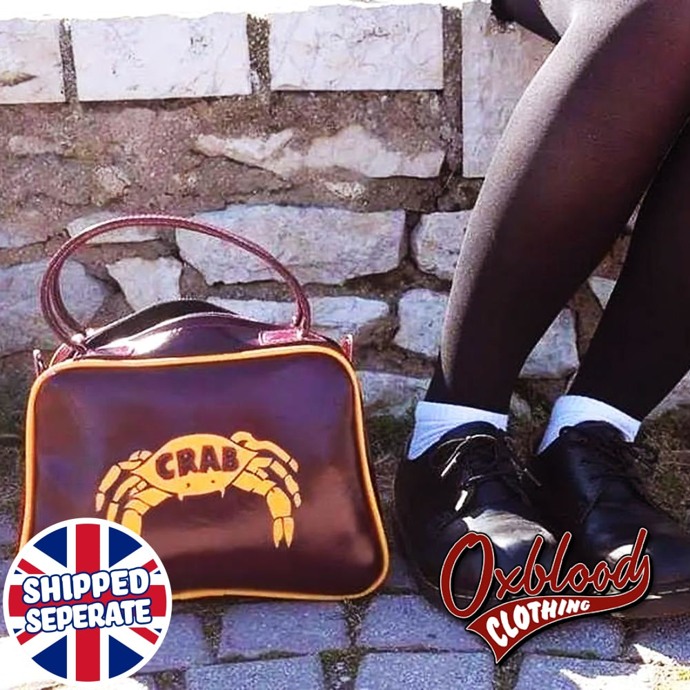 Yellow & Burgundy Crab Records Handbag - Gwenda Style Hand-Stitched Reggae Girl Bag