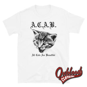 Acab - All Cats Are Beautiful T-Shirt Garage Punk Clothing White / S Shirts