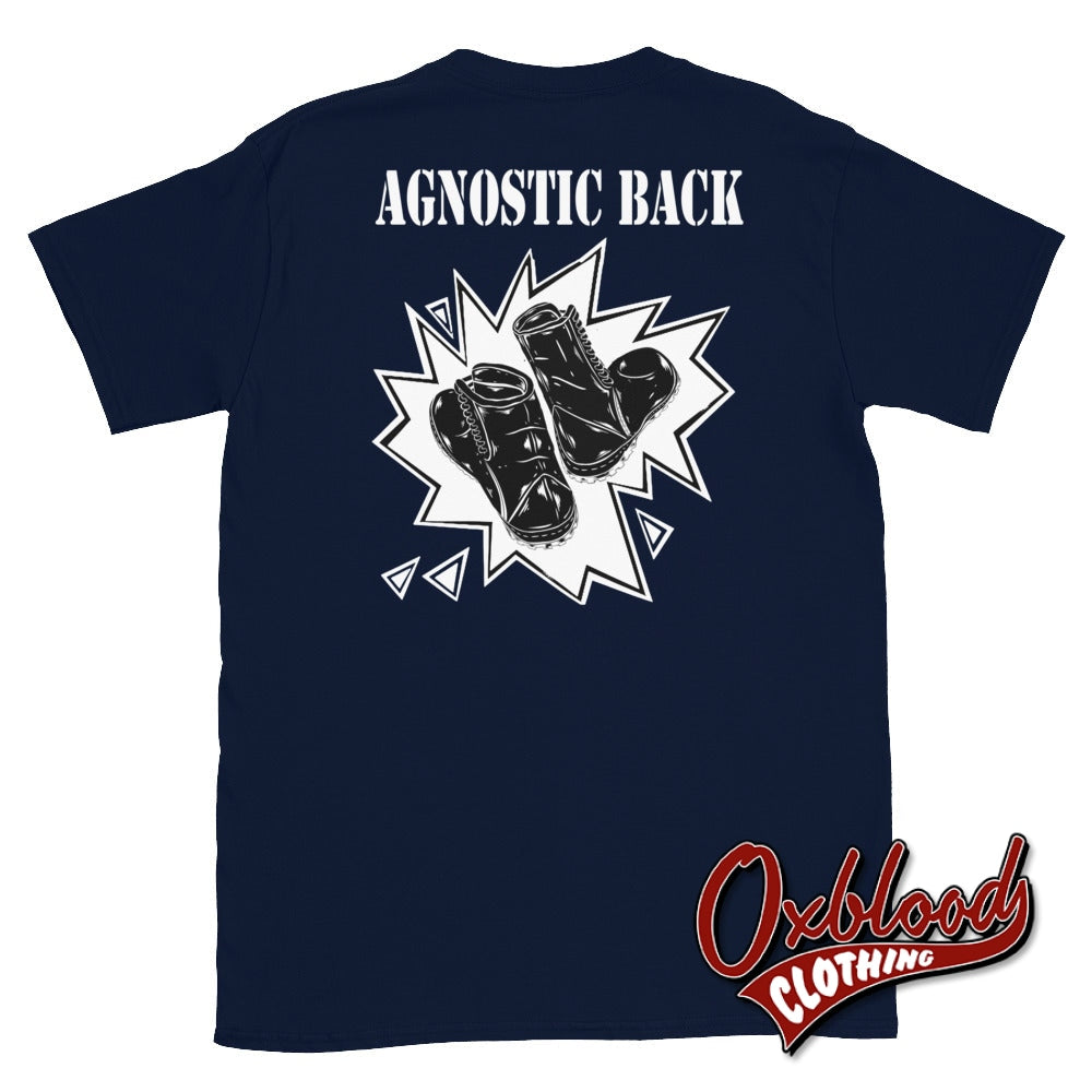 Agnostic Back T-Shirt - New York Hardcore Madball Hatebreed Rise Against Sick Of It All Navy / S