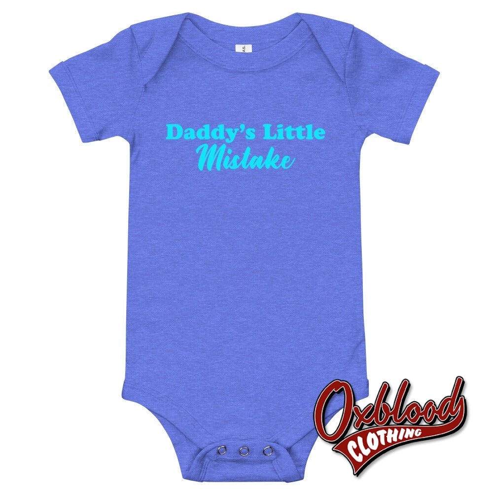 Baby Daddys Little Mistake One Piece - Inappropriate Baby Onesies Heather Columbia Blue / 3-6M