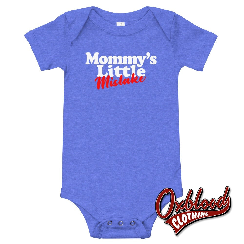 Baby Mommys Little Mistake One Piece - Offensive Baby Onesies Heather Columbia Blue / 3-6M