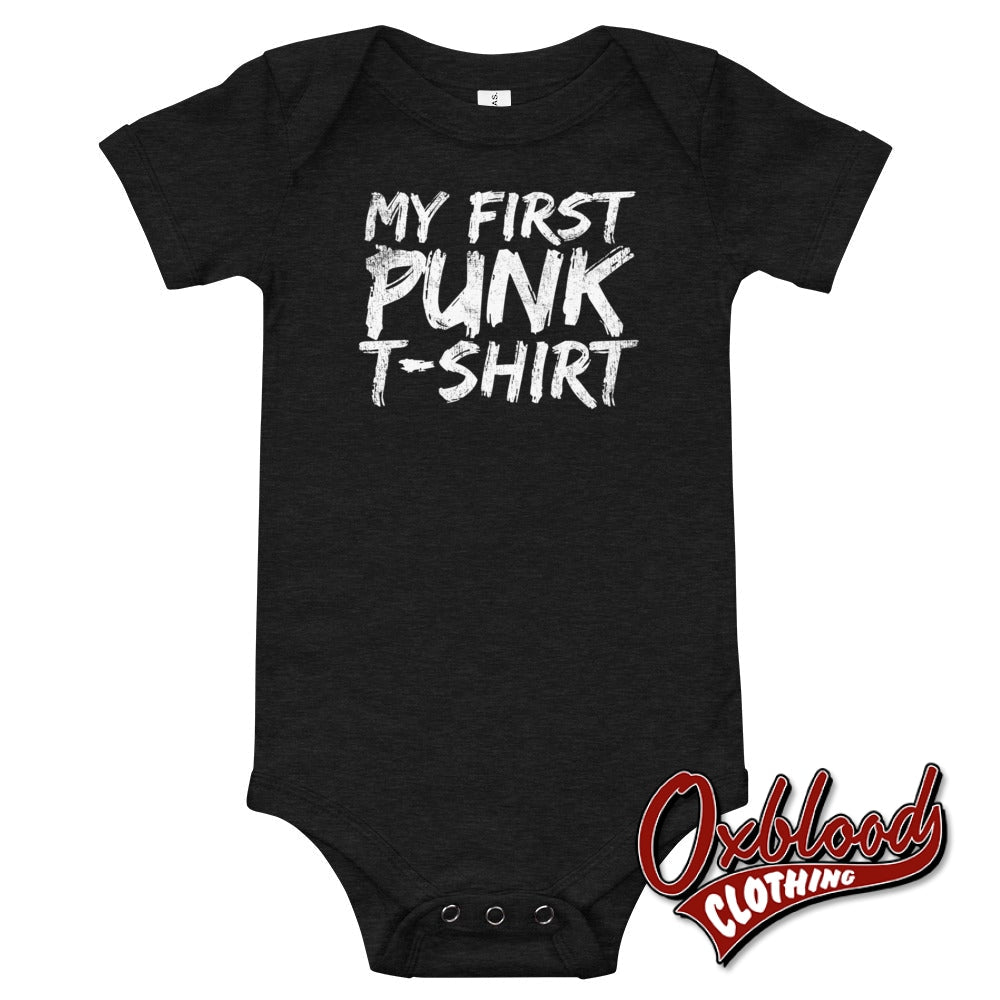 Baby My First Punk T-Shirt Piece - Punk Baby Clothes Uk Dark Grey Heather / 3-6M