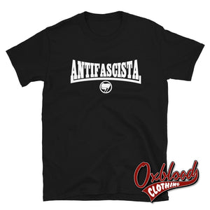 Black Antifacista T-Shirt - Antifa Flag Logo / S Shirts