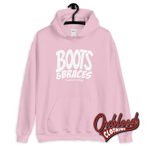 Boots And Braces Hoodie - Oi! Sweatshirt / Street Punk Jumper Hardcore Sweater Light Pink S