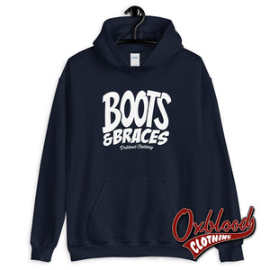 Boots And Braces Hoodie - Oi! Sweatshirt / Street Punk Jumper Hardcore Sweater Navy S
