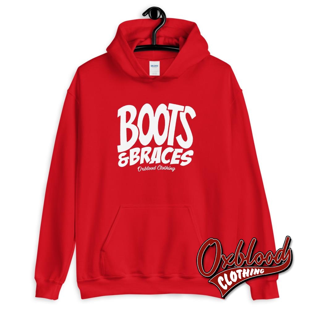 Boots And Braces Hoodie - Oi! Sweatshirt / Street Punk Jumper Hardcore Sweater Red S